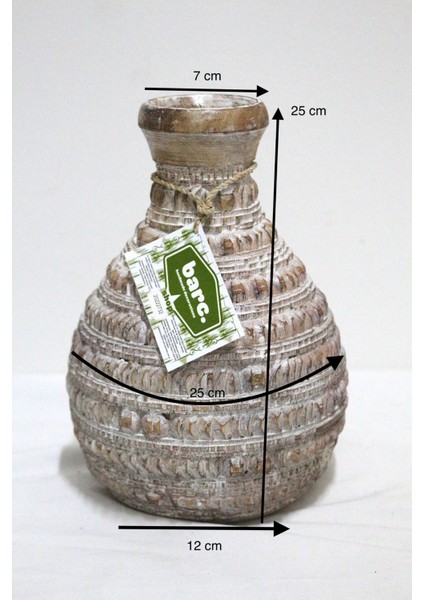 Ahşap Dekoratif Vazo 25 cm El Yapımı Otantik fiyatları