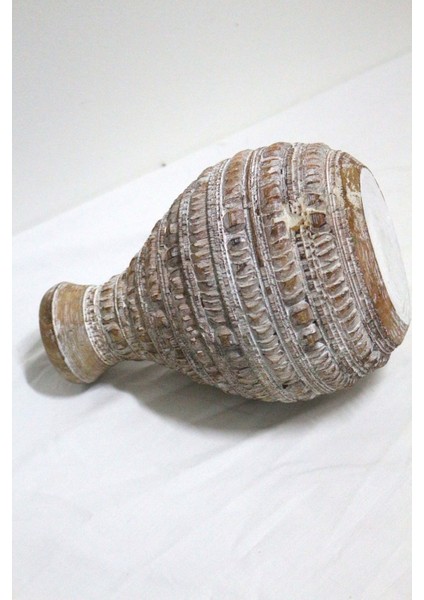 Ahşap Dekoratif Vazo 25 cm El Yapımı Otantik fırsatları