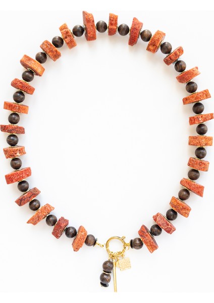 Selpha – Ham Mercan, Ud Ağacı & Hematit Kolye