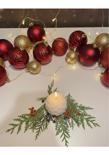 Kozalak Desenli Dekoratif Kokulu Beyaz Mum (Vanilya Aromalı) fiyatları