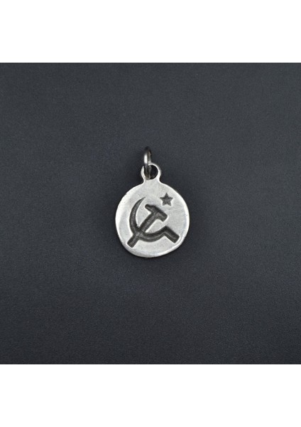 Minimal Orak Çekiç Gümüş Kaplama Kolye Ucu