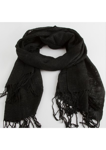 Siyah Renkli Keten Şal 50*165