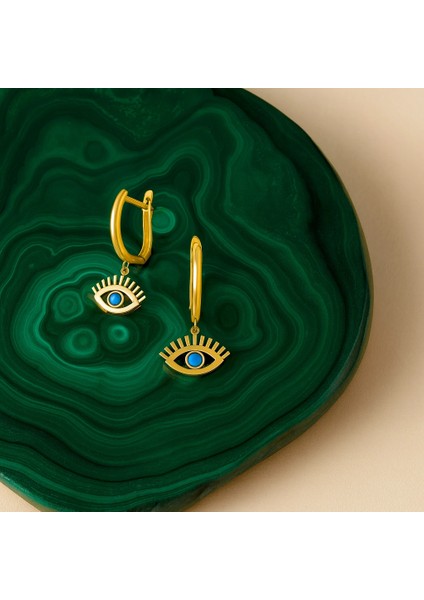 14 Ayar Altın Turkuaz Taşlı Sallantı Küpe indirimleri