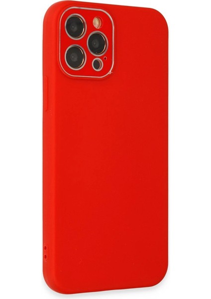 Iphone 12 Kılıf Lansman Glass Kapak - Kırmızı modelleri