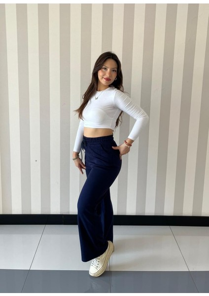 Kadın Yumuşacık Yüksel Bel Geniş Paça Modal Kumaş Eşofman