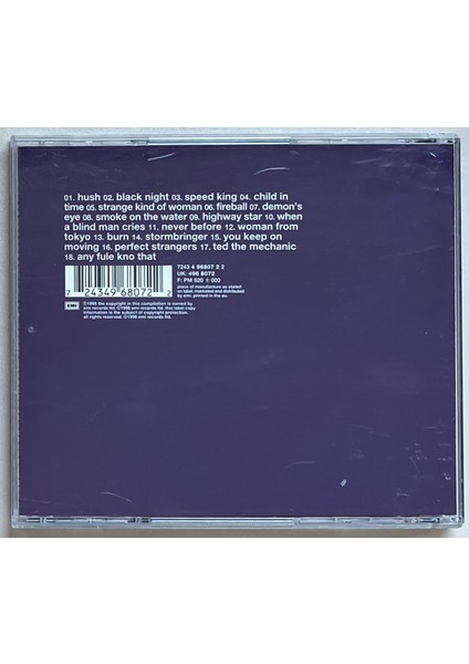 Deep Purple 30 : Very Best Of CD (Orijinal 1998 Dönem Baskı Cd) fiyatları