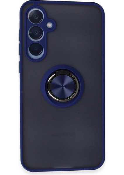 Newface A55 5g Kılıf Montreal Yüzüklü Silikon Kapak - Lacivert