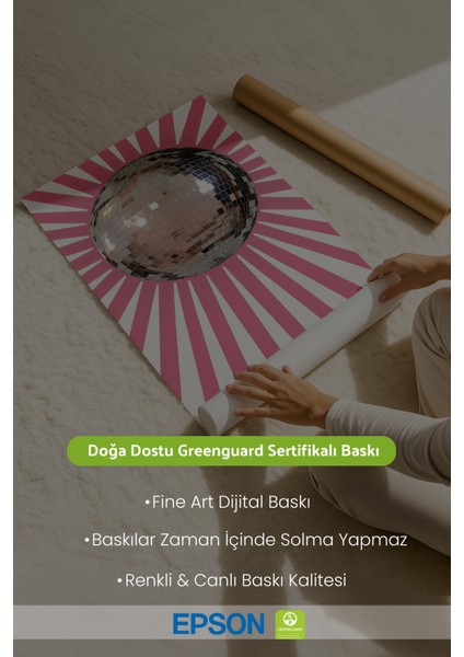Çerçevesiz Poster Disko Topu Desenli - Çerçevesiz Poster - Hediyelik Çerçevesiz Tablo ACP26 fırsatları