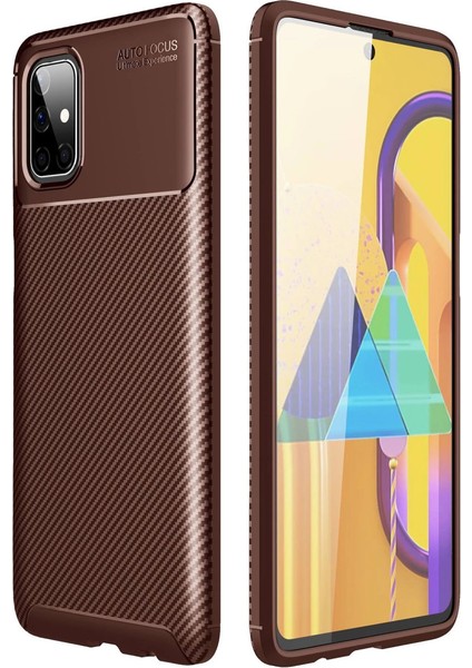 M51 Kılıf Auto Focus Karbon Kapak - Kahverengi