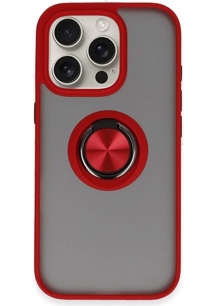 Newface Iphone 16 Kılıf Montreal Yüzüklü Silikon Kapak - Kırmızı