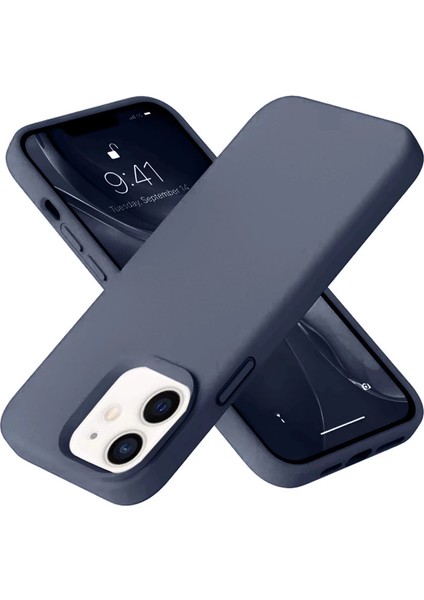 Iphone 12 Kılıf Nano Içi Kadife Silikon - Lacivert
