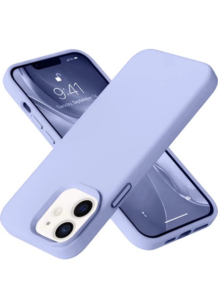 Iphone 12 Kılıf Nano Içi Kadife Silikon - Lila