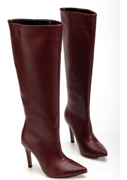 ZER-İN-2004 Premium Sivri Burun Ince Topuklu Bordo Çizme fırsatları