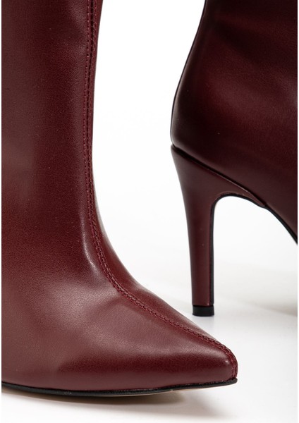 ZER-İN-2004 Premium Sivri Burun Ince Topuklu Bordo Çizme indirimleri