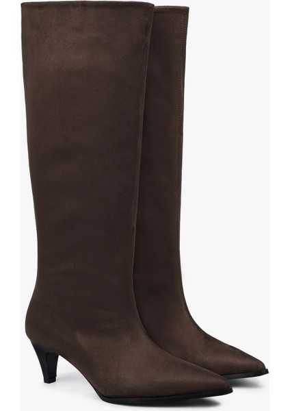 Kadın Lula Acı Kahve Süet Kısa Sivri Topuklu Çizme fiyatları