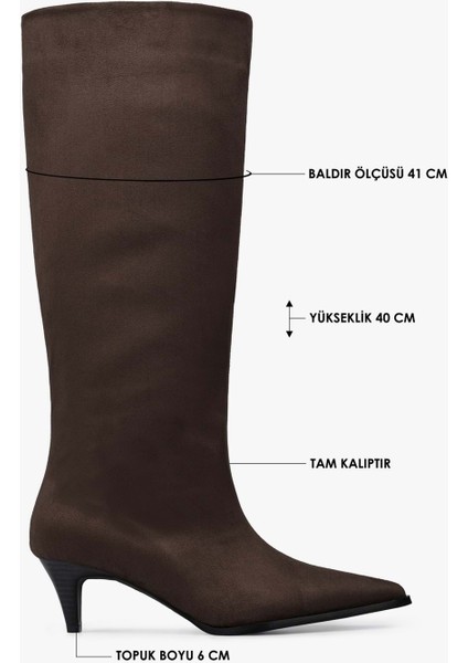 Kadın Lula Acı Kahve Süet Kısa Sivri Topuklu Çizme modelleri