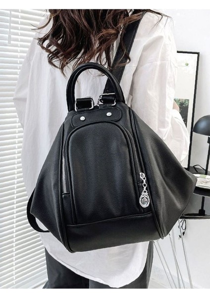 Kadın Çok Amaçlı Fermuarlı Geniş Iç Hacimli Sırt Omuz ve El Çantası