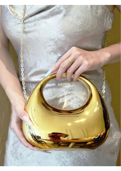 Gold Kadın Abiye Çantası – Gold Zincirli El ve Omuz Modeli modelleri
