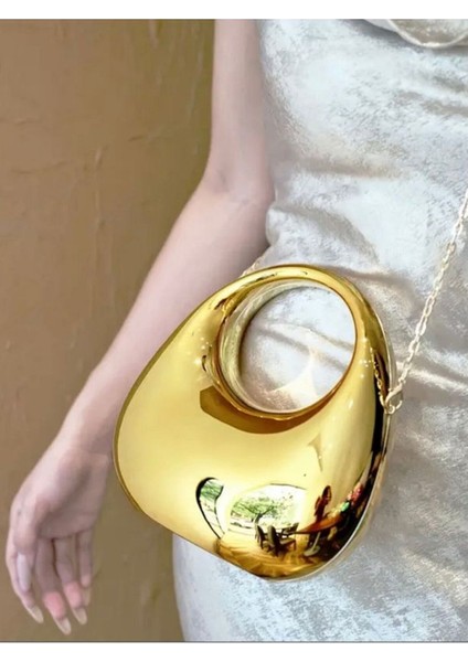 Gold Kadın Abiye Çantası – Gold Zincirli El ve Omuz Modeli fırsatları