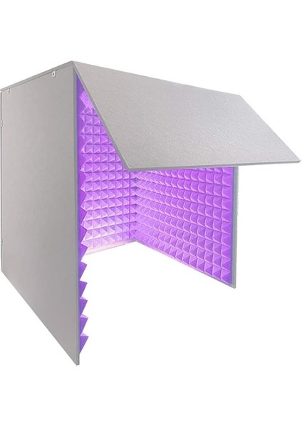 Vokal Izolasyon Kabini, Mikrofon Ses Geçirmez Küp, Masaüstü Ses Kayıt Muhafazası, Stüdyo Için Tam Kapalı Tasarım, Müzisyenler Için Gri-Mor Vokal Kabini