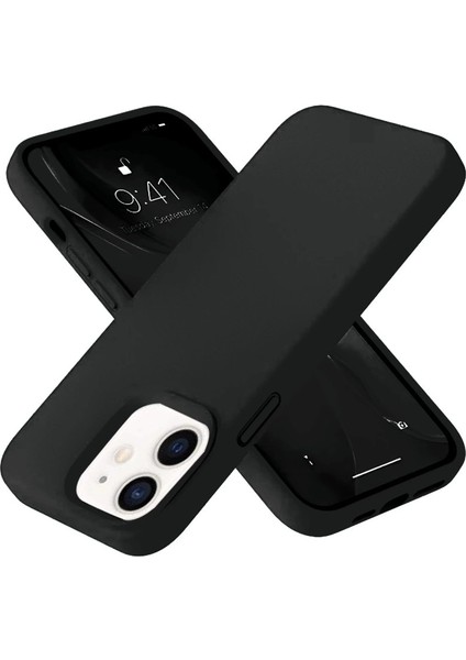 Iphone 12 Kılıf Nano Içi Kadife Silikon- Siyah