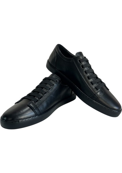 Yandanlastikli Siyah Büyük Beden Sneaker