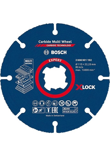 1x Expert Carbide Multi Wheel X-Lock Kesici Diskler (Sert Ahşap, Çivili Ahşap, Plastik, Alçıpan Panel, Ø 115 Mm, Aksesuar Küçük Avuç Taşlama Makinesi)