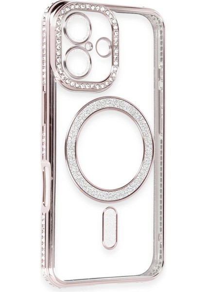 Newface Iphone 16 Kılıf Joke Simli Magneticsafe Kılıf - Pembe modelleri