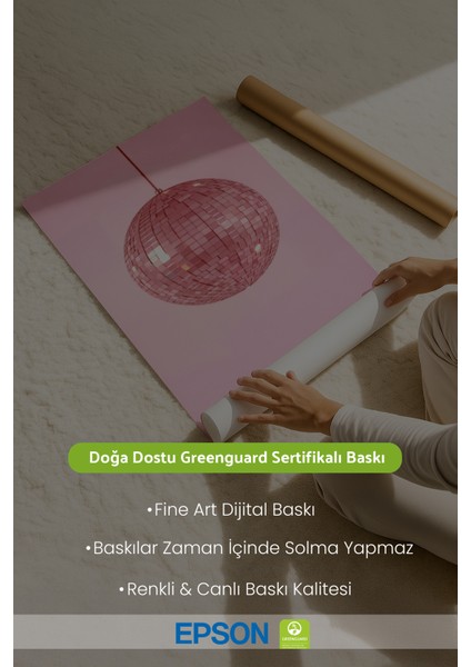 Çerçevesiz Poster Disko Topu Desenli - Çerçevesiz Poster - Hediyelik Çerçevesiz Tablo ACP24 fırsatları