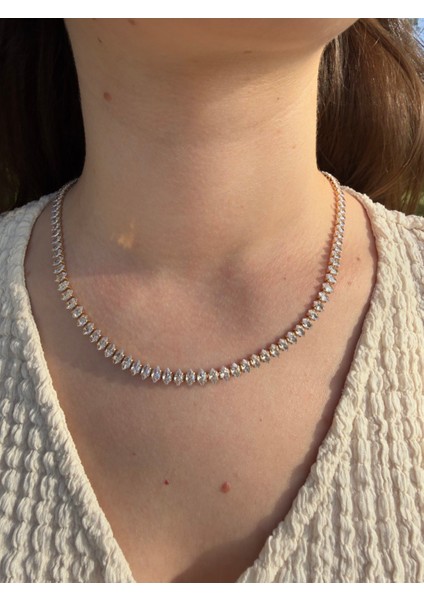 Oval Taşlı Su Yolu Kolye modelleri