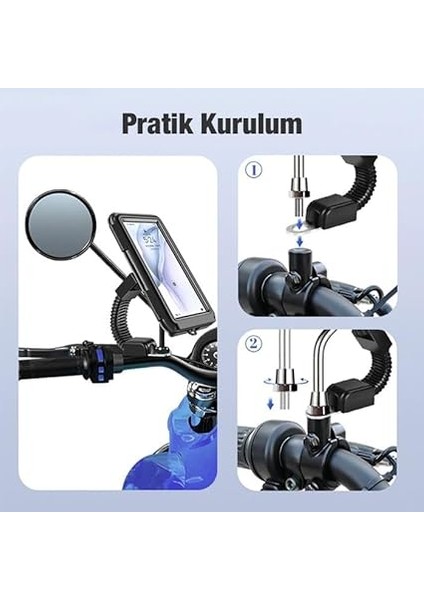 Su Geçirmez Full Koruma Aynaya Takılan Motosiklet Telefon Tutucu Dikiz Aynası Motosiklet Tutucu fırsatları