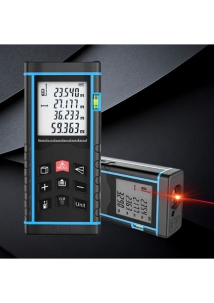40M Dijital Lazer Metre - LCD Ekranlı, Su Terazili, Pisagor Fonksiyonlu Hassas Ölçer