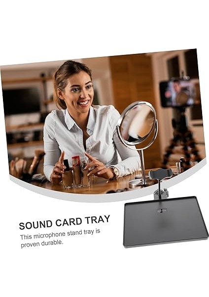 Cep Telefonu Tutucu Kıskaçlı Mikrofon Tepsisi Mikrofon Standı Raf Tepsisi Mikrofon Standı Aksesuarları Ses Kartı Tepsisi Mikrofon Standı Rafı Duruyor Kelepçe Tepsisi Black Metal fırsatları