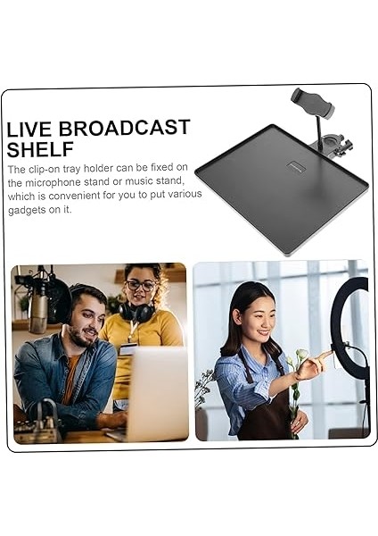 Cep Telefonu Tutucu Kıskaçlı Mikrofon Tepsisi Mikrofon Standı Raf Tepsisi Mikrofon Standı Aksesuarları Ses Kartı Tepsisi Mikrofon Standı Rafı Duruyor Kelepçe Tepsisi Black Metal indirimleri