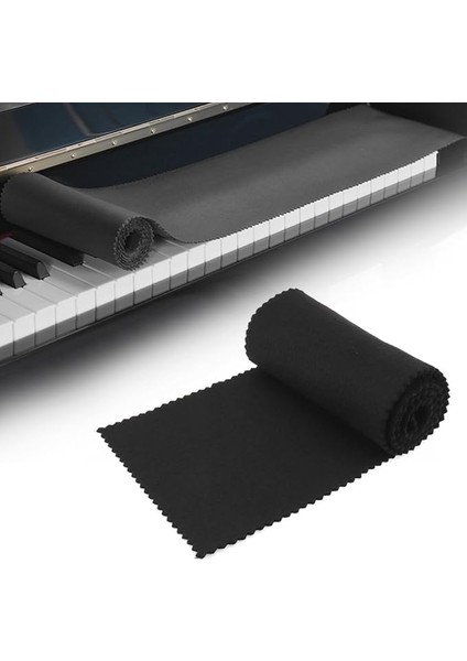 Piyano Klavyesi Için Toz Koruması Temizleme Bezi Toz Önleyici Piyano Kapağı Bez 88 Tuşlu Piyano Elektronik Klavye Için Toza Karşı (125 x 15 cm Siyah)