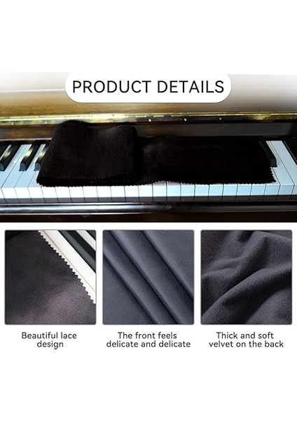 Piyano Klavyesi Için Toz Koruması Temizleme Bezi Toz Önleyici Piyano Kapağı Bez 88 Tuşlu Piyano Elektronik Klavye Için Toza Karşı (125 x 15 cm Siyah) modelleri