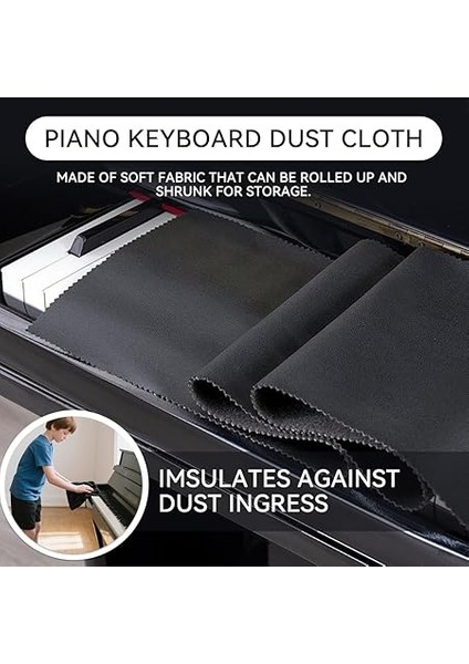 Piyano Klavyesi Için Toz Koruması Temizleme Bezi Toz Önleyici Piyano Kapağı Bez 88 Tuşlu Piyano Elektronik Klavye Için Toza Karşı (125 x 15 cm Siyah) indirimleri