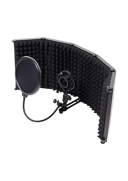 PF-43PS Mikrofon Ses Yalıtım Paneli 5 Bölümlü Ayaklı 69X26CM (Filtre Sünger Shock Mount Kablo Hediye) fiyatları