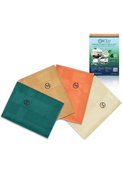 Cleanıng | Mikrofiber Temizlik Bezi | Sihirli Bez, Cam Bezi Ayna Bezi | 4lü Paket | Zümrüt Serisi