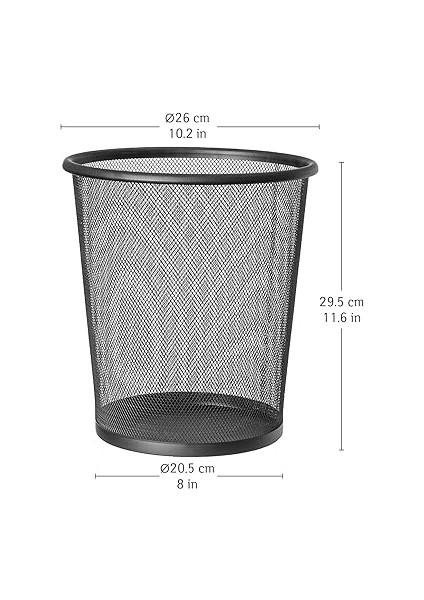 Moon Mesh | 699768 | Kağıt Sepeti File Çöp Kovası Siyah Ofis | Çelik, Siyah | 12 L Kapasite | 26,5 x 29,5 cm indirimleri