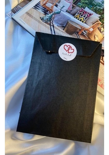 Renkli Bantlı Hediye Paketi Banded Claret Color Gift Package 15 * 4 * 21 cm 4lü (Siyah) modelleri