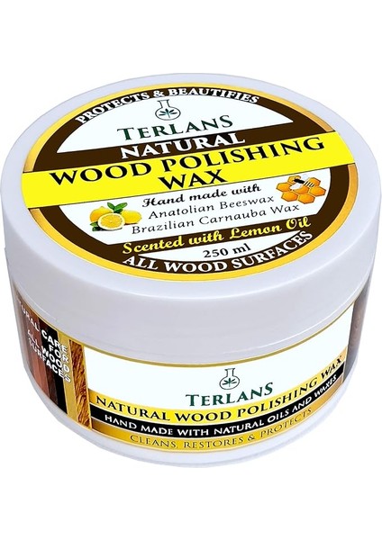 Doğal Ahşap Cilası Üstün Koruma 250 ml + Mikrofiber Bez Natural Wood Polishing Wax