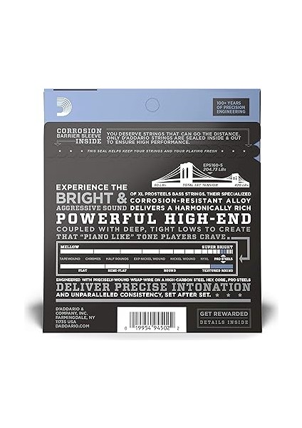 EPS160-5 Saitensatz Für 5-Saiter E-Bass 0,127 cm - 0,34 cm (.050 - .135 Zoll) fiyatları