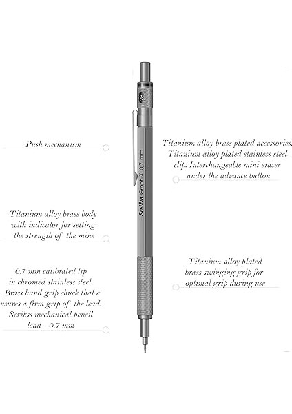 Office Graphx 3'lü Set Mekanik Kurşun Kalem Silgi Min Kurşun Gri 0.7 mm indirimleri