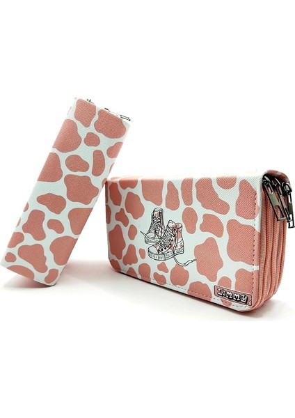 Kalem Kutusu Inek Desenli Kawai Organizer Kalemkutu Vegan Deri Üç Bölmeli Kalemlik -Nude(Pembe) fiyatları