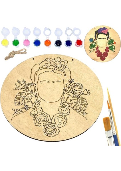 Inside Frida Ahşap Boyama Tuval Seti Hediye Hobi Kiti 20 cm