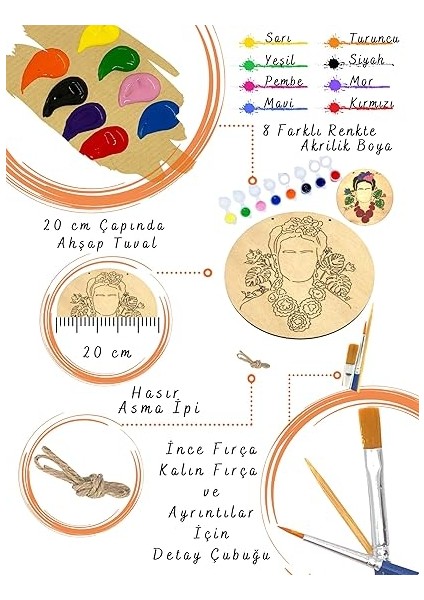 Inside Frida Ahşap Boyama Tuval Seti Hediye Hobi Kiti 20 cm fiyatları