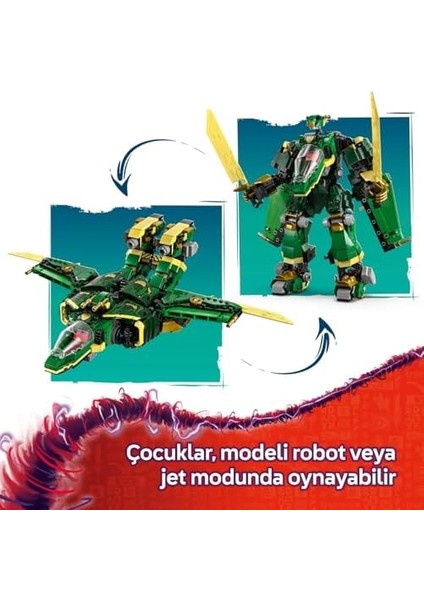 Lloyd Un Jet Robotu 71845-9 Yaş ve Üzeri Tutkunu Çocuklar Için 5 Minifigür ve Ejderha Figürü Içeren Yaratıcı Oyuncak Yapım Seti, Doğum Günü Hediyesi (1112 Parça) modelleri
