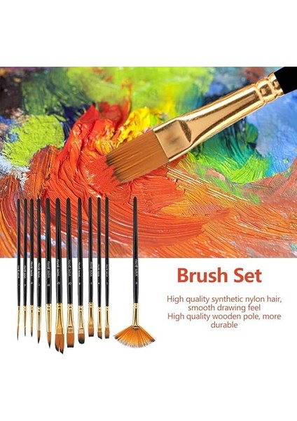 12 Parça Boya Fırçası Seti, Çocuklar, Yetişkinler, Yeni Başlayanlar ve Profesyonel Için Akrilik, Yağlı, Suluboya ve Guaj Boyama indirimleri