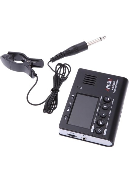 AMT-560 Elektrikli Tuner ve Metronom Dahili Mikrofonlu Alıcı Kablolu 6.3mm Gitar Kromatik Bas Keman Ukulele Evrensel Taşınabilir